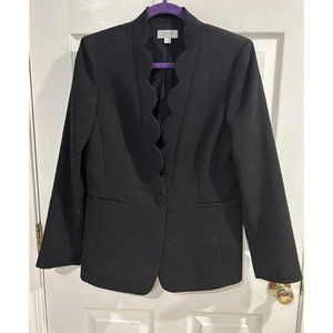 Tahari By Arthur Levine Scalloped Collar Blazer Black Women’s Size 10